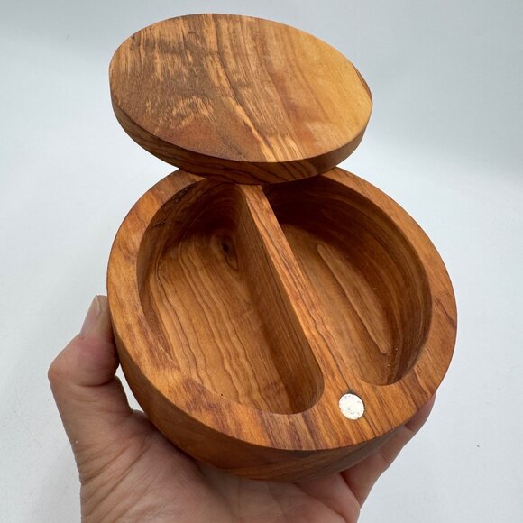 Olive wood Salt and Pepper Cellar Box kitchen must have natural - Picture 4 of 11